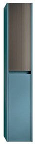 Colonna per mobile bagno Niwa 2 ante P 27 x L 30 x H 160 cm laccato opaco blu pacifico con vetro grigio carbone cannettato