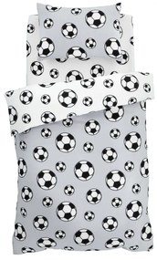 Set copripiumino e federa da bambini grigio chiaro in vello per letto matrimoniale 200x200 cm Football – Catherine Lansfield
