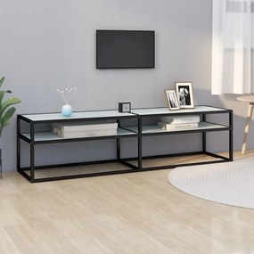 Mobile Porta Tv Marmo Bianco 160x40x40,5 Cm İn Vetro Temperato /