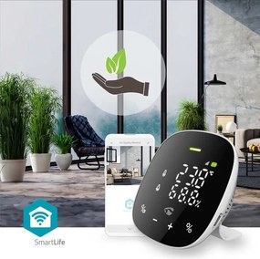 Nedis WIFISA20CBK-Smart monitor della qualità dell'aria con display a LED SmartLife Wi-Fi