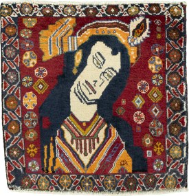 Shiraz Tappeto 50 x 50 Rosso (Iran) Annodato A Mano