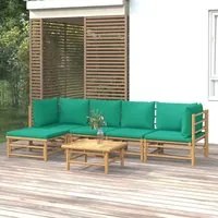 Set Salotto da Giardino 6pz con Cuscini Verdi Bamb 3155148