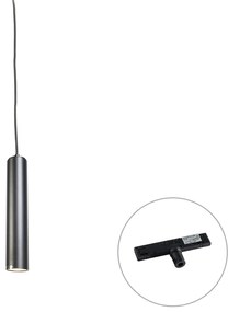 Lampada a sospensione di design nera incl. adattatore per binario monofase - Slimline Tuba Small