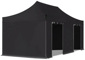 TOOLPORT 3x6 m gazebo pieghevole PVC ignifugo con laterali, PREMIUM acciaio, nero - (600122)