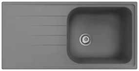 Lavello sopratop 1 vasca con gocciolatoio laterale destro o sinistro DELINIA Elbe quarzo L 50 x L 100 cm grigio
