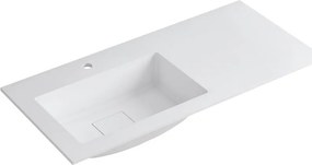 Lavabo a incasso rettangolare vasca a sinistra L 100.5 x H 15 x P 46 cm in resina bianco lucido