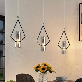 Lampada a sospensione Timasia Lindby, dimmerabile, Nero, Soggiorno / Sala da pranzo, Metallo, Vintage, Lampada a sospensione