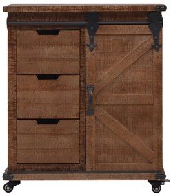 Cassettiera in legno massello di abete 64x33,5x75cm marrone