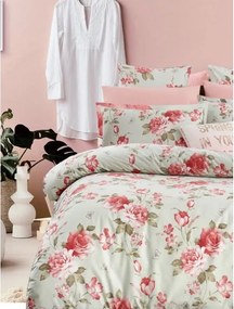 Biancheria da letto verde/rosa in cotone renforcé per letto matrimoniale/per letto esteso con lenzuolo incluso/4 pezzi 200x220 cm – Mila Home