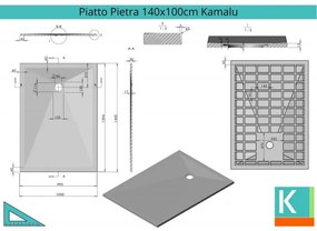 Kamalu - Piatto doccia pietra 100x140 colore bianco