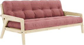Divano letto in velluto a coste rosa 204 cm Grab Clear - Karup Design
