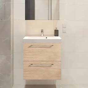 Mobile sottolavabo e lavabo Remix New rovere chiaro L 60 x H 57.7 x P 33 cm 1 vasca 2 cassetti