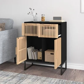 Credenza nera 60x30x75 cm in legno multistrato