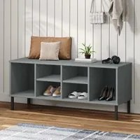 Scarpiera Gambe Metallo Grigio 106x35x45cm Legno Massello OSLO