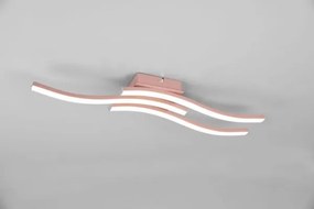 Plafoniera route led 3 bacchette ondulate l.54cm oro rosa r62473499