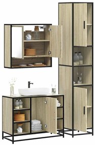 Set Mobili Da Bagno 3 Pz Rovere Sonoma İn Legno Multistrato /