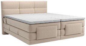 Set letto Boxspring 2x90x200 Beige LODI di PALACIO: Testata trapuntata + Rete relax elet. + Materasso + Topper