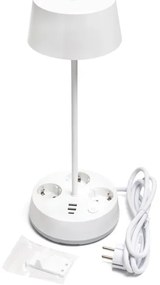Aigostar - Lampada da tavolo dimmerabile a LED con prese e porta USB, 4,6W/230V, bianca