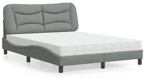 Letto Con Materasso Grigio Chiaro 140x200cm Tessuto /