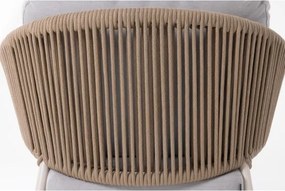 Salotto Da Esterno 5 Posti In Alluminio E Corda Con Tavolino Celia Avorio