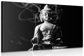 Stampa su tela – Statua del Buddha in bianco e nero