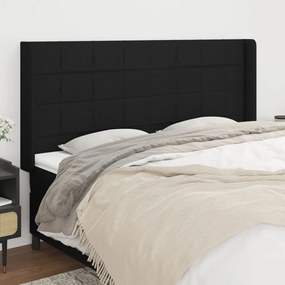 Testiera Ad Orecchio Nera 163x16x118/128 Cm İn Tessuto /