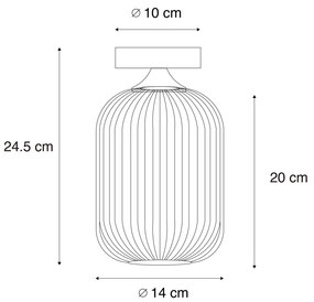 Plafoniera Art Déco nera con vetro fumé - Banci