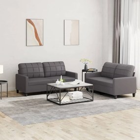 Set Di Divani 2 Pz Con Cuscini Grigio İn Similpelle /