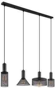 Globo 15648-4H - Lampadario a sospensione con filo JEDD 4xE27/60W/230V nero