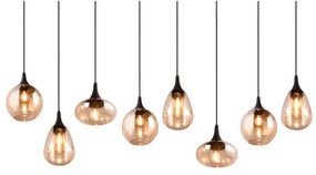 Lampada a sospensione nero-arancio con paralume in vetro Lumina - Trio