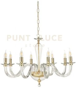 Lampadario ravel 8 luci attacco e14 cristallo e oro d.82cm