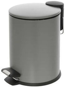 Pattumiera bagno in acciaio grigio con pedale e coperchio slim 3 lt