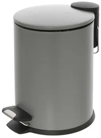 Pattumiera bagno in acciaio grigio con pedale e coperchio slim 3 lt