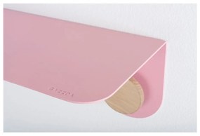 Mensola a muro in acciaio rosa con dettaglio in legno di quercia con 2 ganci , lunghezza 70 cm Hook - Gazzda