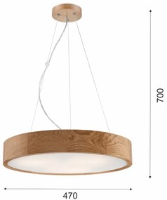 Lampadario a cavo OAK 3xE27/60W/230V rovere Ø 47,5 cm