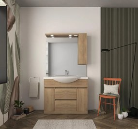 Mobile sottolavabo e lavabo Elise per vasca centrale rovere tabacco L 100 x H 81 x P 33.5 cm, 2 ante 1 cassetto