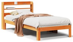 Letto Senza Materasso Marrone Cera 90x190 Cm İn Legno Di Pino /
