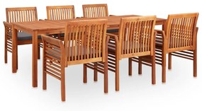 Set da pranzo da giardino 7 pz con cuscini massello di acacia