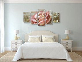 Quadri 5 pezzi – Rosa vintage elegante