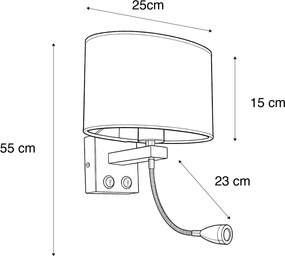 Lampada da parete in ottone con paralume in velluto ovale verde 25 cm - Brescia Combi