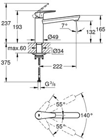 GROHE 31693000 - Miscelatore da cucina BAUEDGE 193 mm, cromo lucido