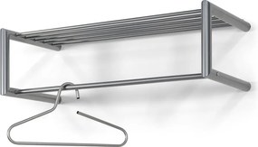 Attaccapanni da parete argentato in metallo con scaffale 80 cm Smooth – Spinder Design