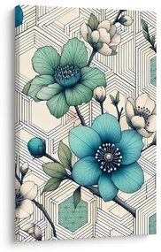 Quadro su tela – Mosaico floreale in toni turchesi