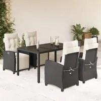 Set da Pranzo da Giardino 5 pz Nero con Cuscini in Polyrattan 3212884