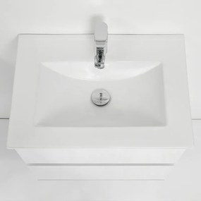Mobile bagno sospeso 60 cm Duble bianco lucido con lavabo e specchio
