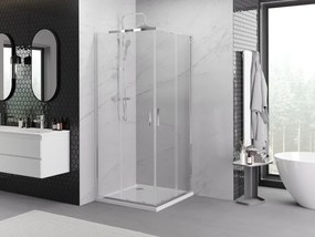 Mexen Exo-S Duo cabina doccia quadrata scorrevole 90 x 90 cm, trasparente, cromo - 8111-090-090-01-00
