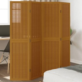 Divisorio Ambienti 4 Pannelli Marrone Legno Massello Paulownia /
