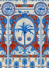 MINDTHEGAP Tapete The Villa Mural - Blue/ Red/ Taupe