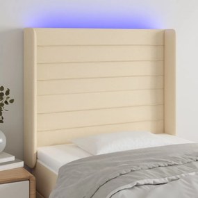 Testiera A Led Crema 103x16x118/128 Cm İn Tessuto /