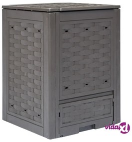 vidaXL Compostiera Giardino Marrone 60x60x83 cm 300 L Rattan Plastica